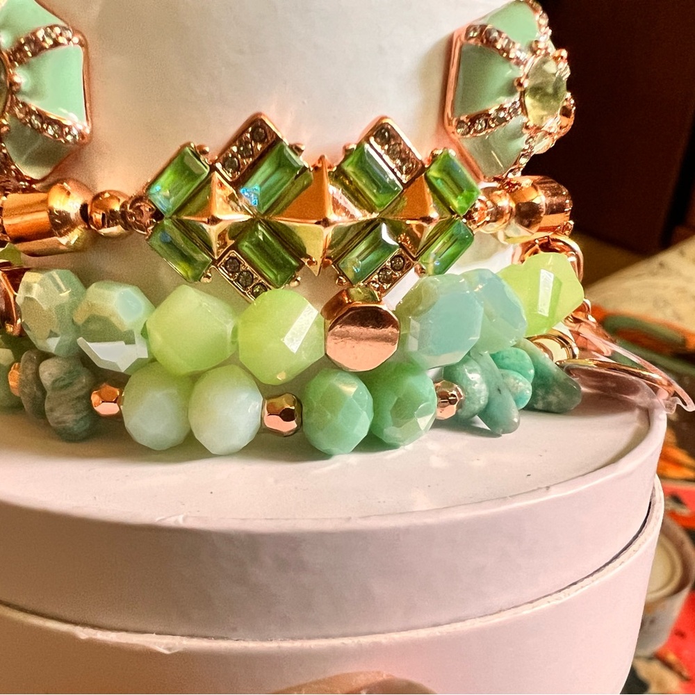 BP Green and Rose Gold Bracelet Set